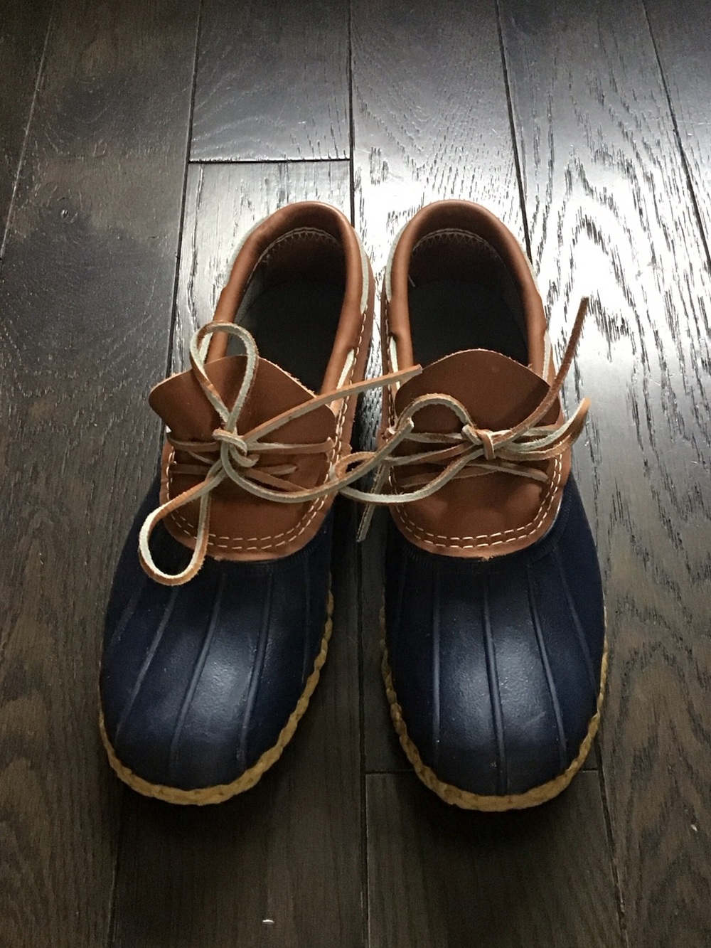 L.L. Bean Navy and Brown Women's Duck Boots. 9